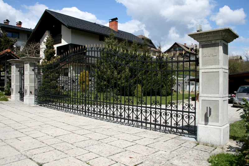 Wrought iron double-leaf garden gate and pedestrian gate, Žlebe